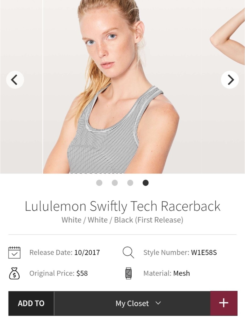 lululemon athletica Swiftly Tech Racerback Tank Top - White/Black